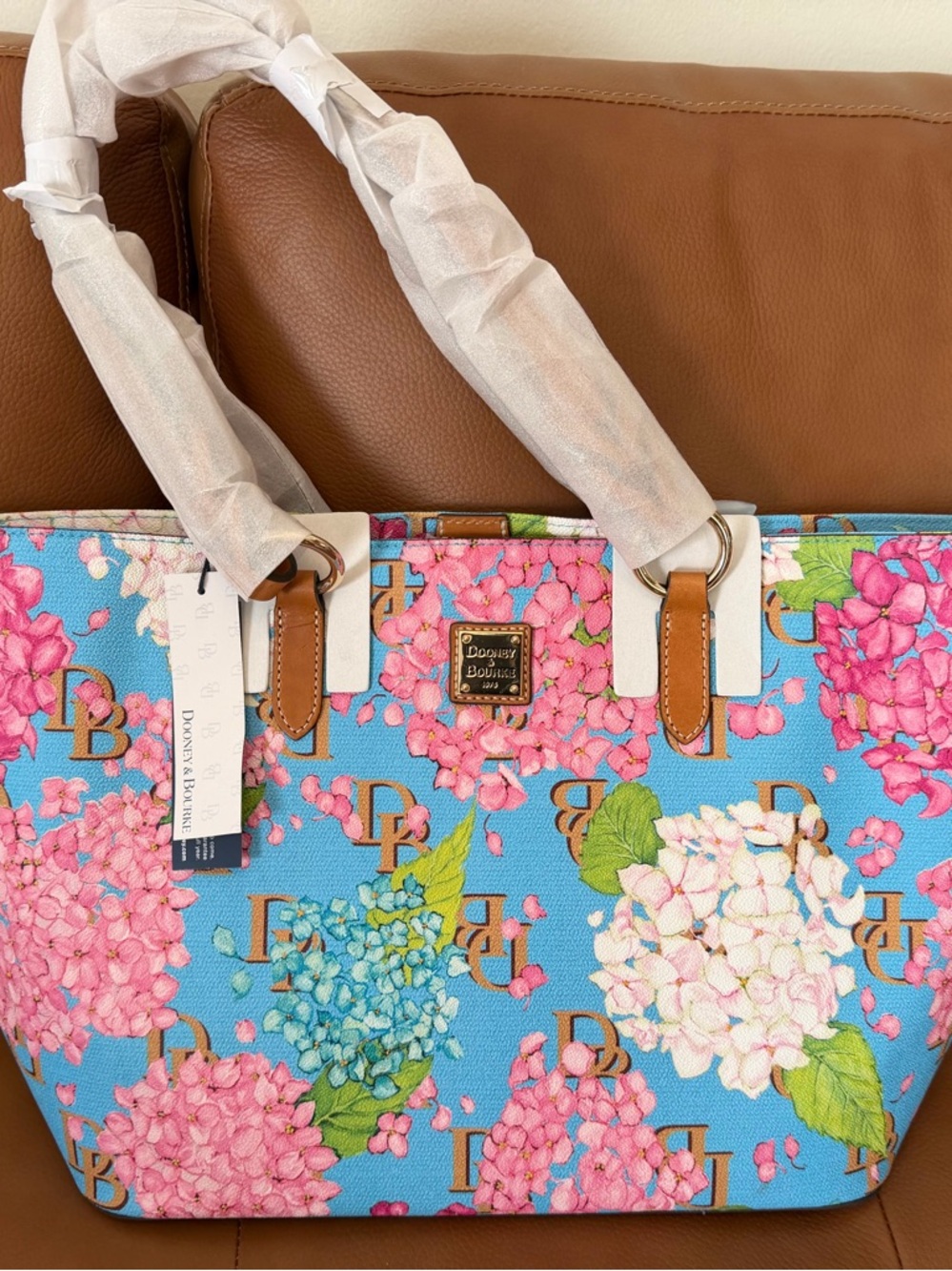 Dooney & Bourke Blue Hydrangea “Nelly “ Tote Purse New with Tags